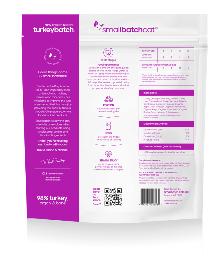 Smallbatch Smallbatch Cat - Frozen Raw Turkey Batch Sliders