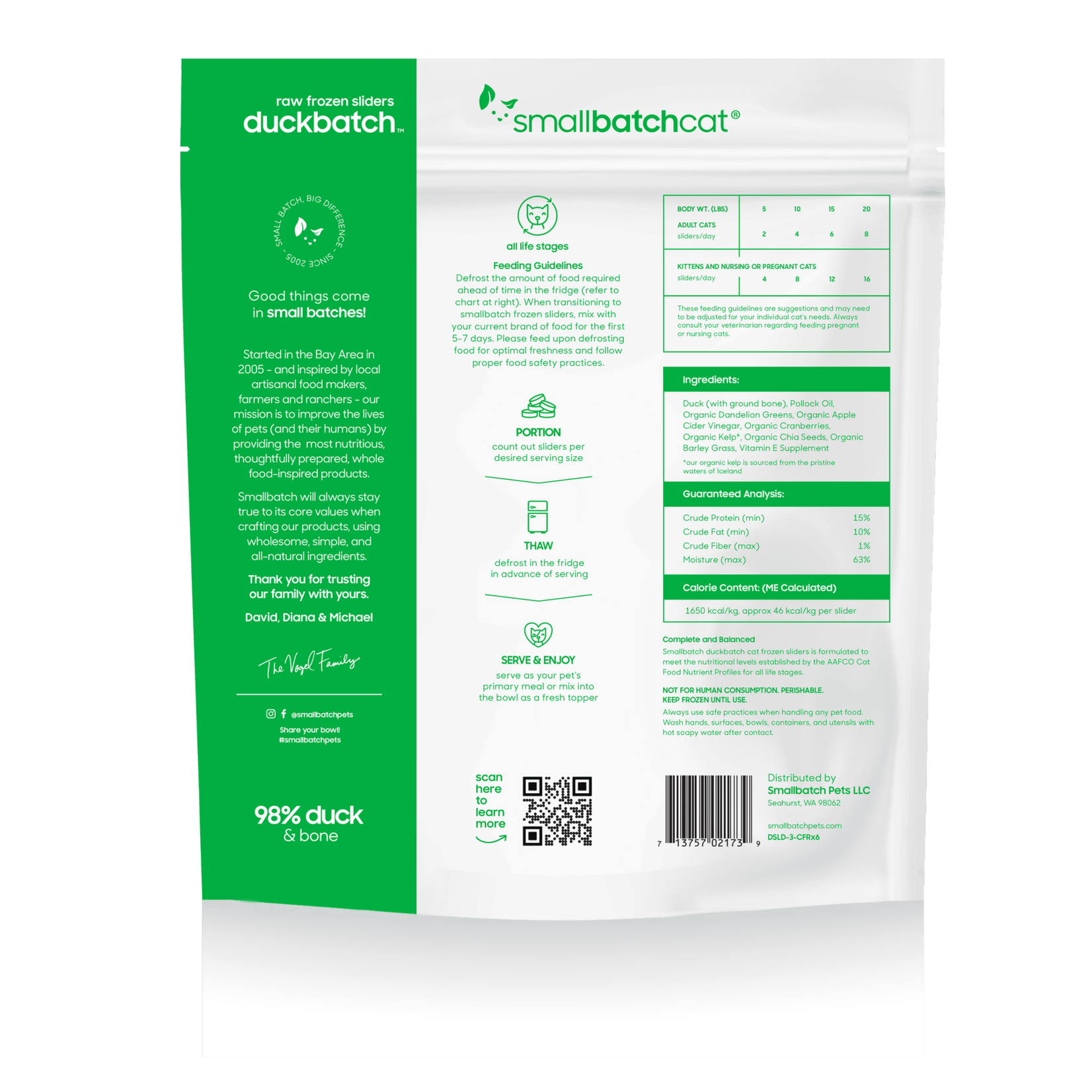 Smallbatch Smallbatch Cat - Frozen Raw Duck Batch Sliders