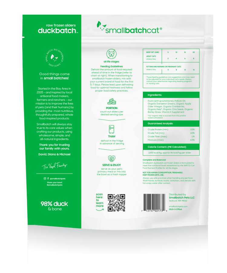 Smallbatch Smallbatch Cat - Frozen Raw Duck Batch Sliders