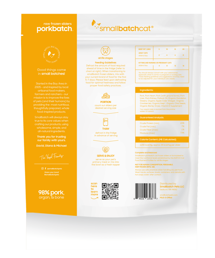 Smallbatch Smallbatch Cat - Frozen Raw Pork Batch Sliders