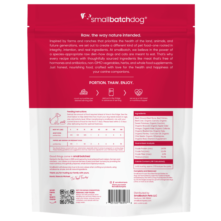 Smallbatch Smallbatch Dog - Frozen Raw Beef Recipe