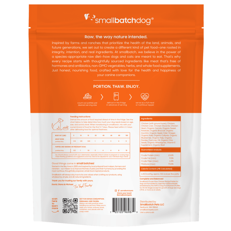 Smallbatch Smallbatch Dog - Frozen Raw Chicken Recipe