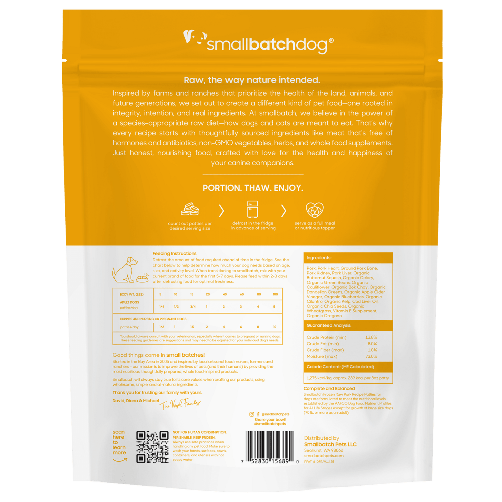 Smallbatch Smallbatch Dog - Frozen Raw Pork Recipe