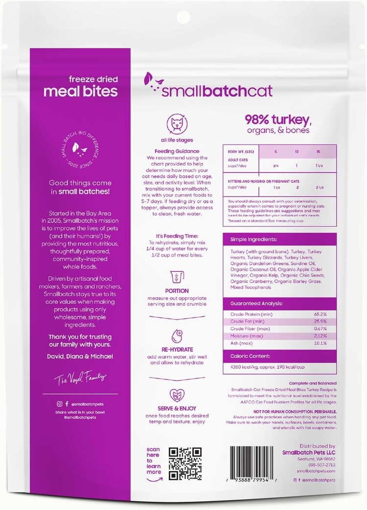 Smallbatch Smallbatch Cat Freeze Dried Meal Bites - Turkey Batch