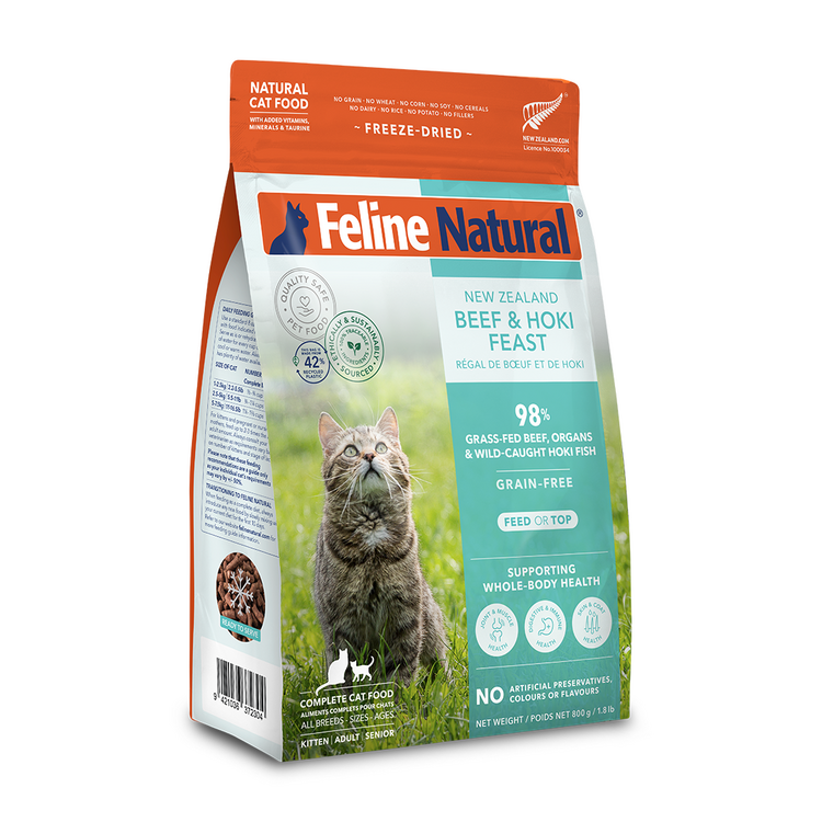 Feline Natural New Zealand Grain Free Freeze Dried Beef & Hoki Feast