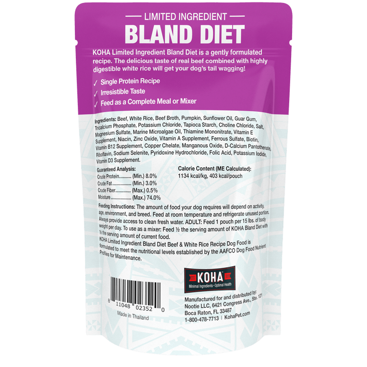 Koha Pet Food Koha Pet Food Limited Ingredient Bland Diet - Beef & White Rice Recipe with Pumpkin Adult Dog Food