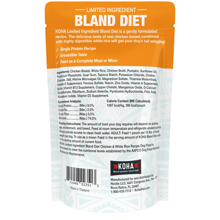 Koha Pet Food Koha Pet Food Limited Ingredient Bland Diet - Chicken & White Rice Recipe with Pumpkin Adult Dog Food