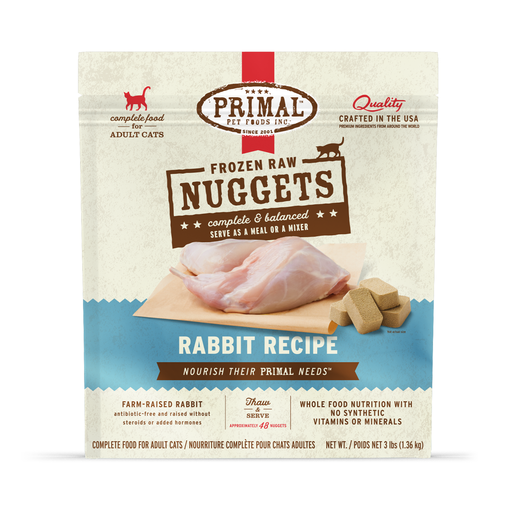 Primal Pet Foods Primal Frozen Raw Nuggets - Rabbit Formula for Cats