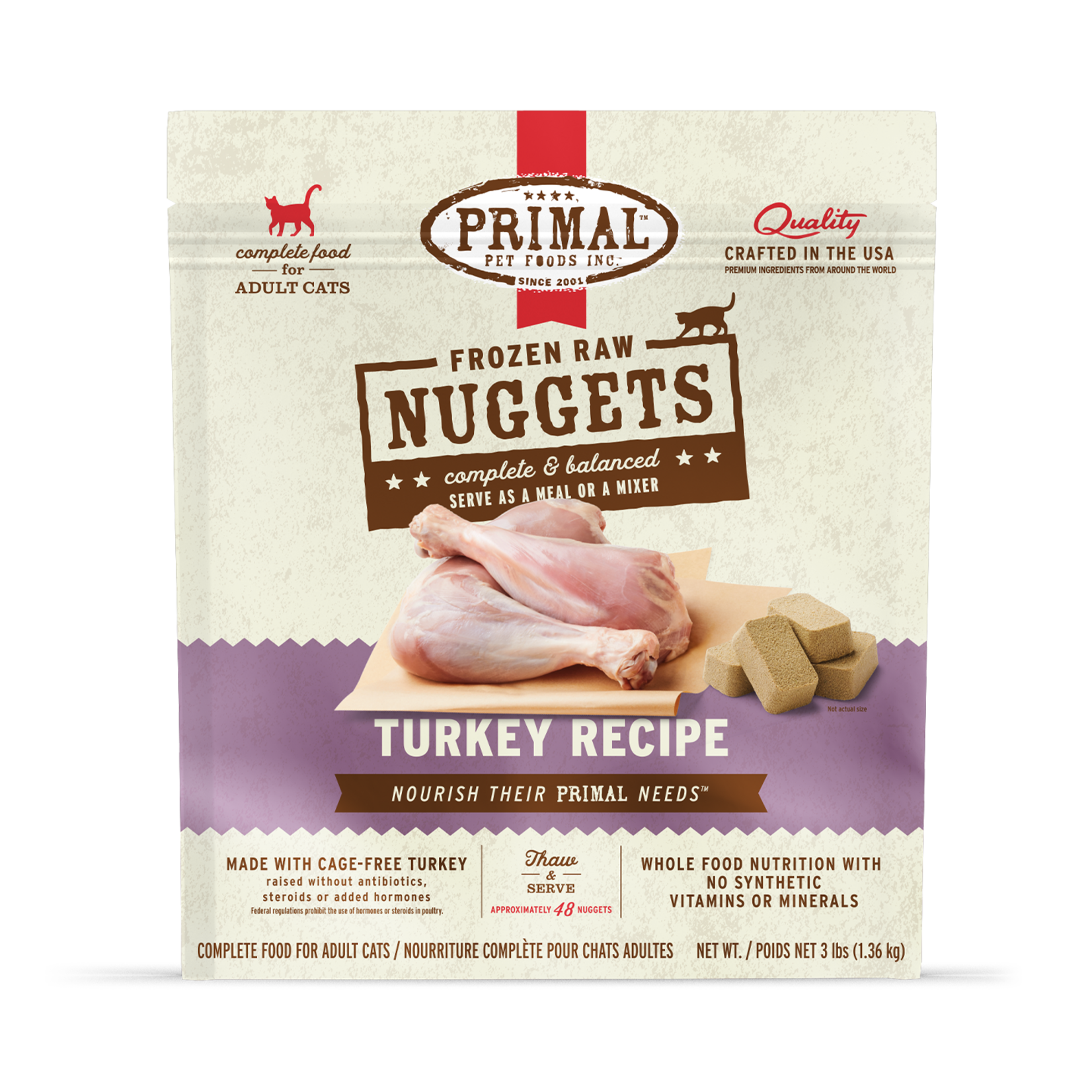 Primal Pet Foods Primal Frozen Raw Nuggets - Turkey Formula for Cats