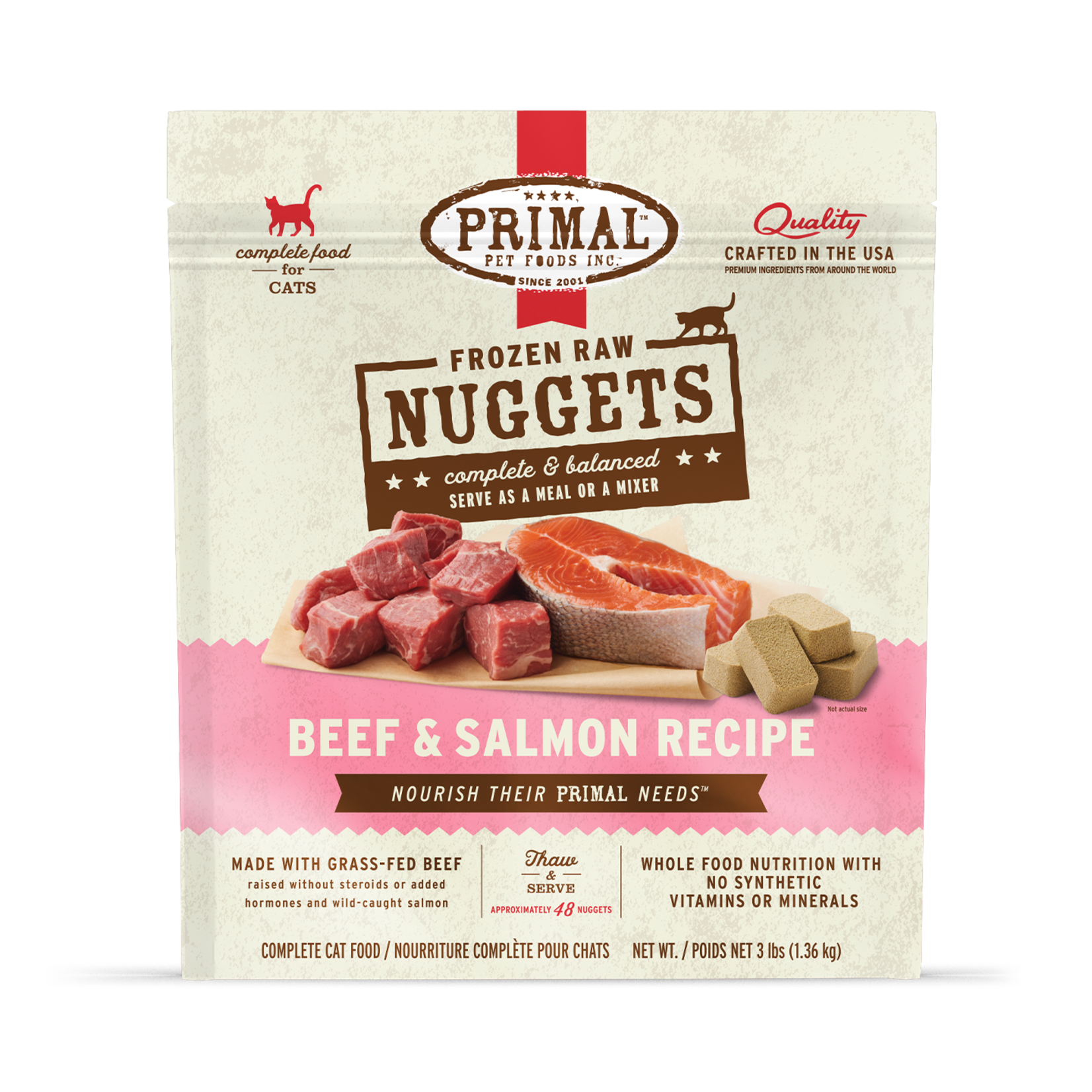Primal Pet Foods Primal Frozen Raw Nuggets - Beef & Salmon Formula for Cats