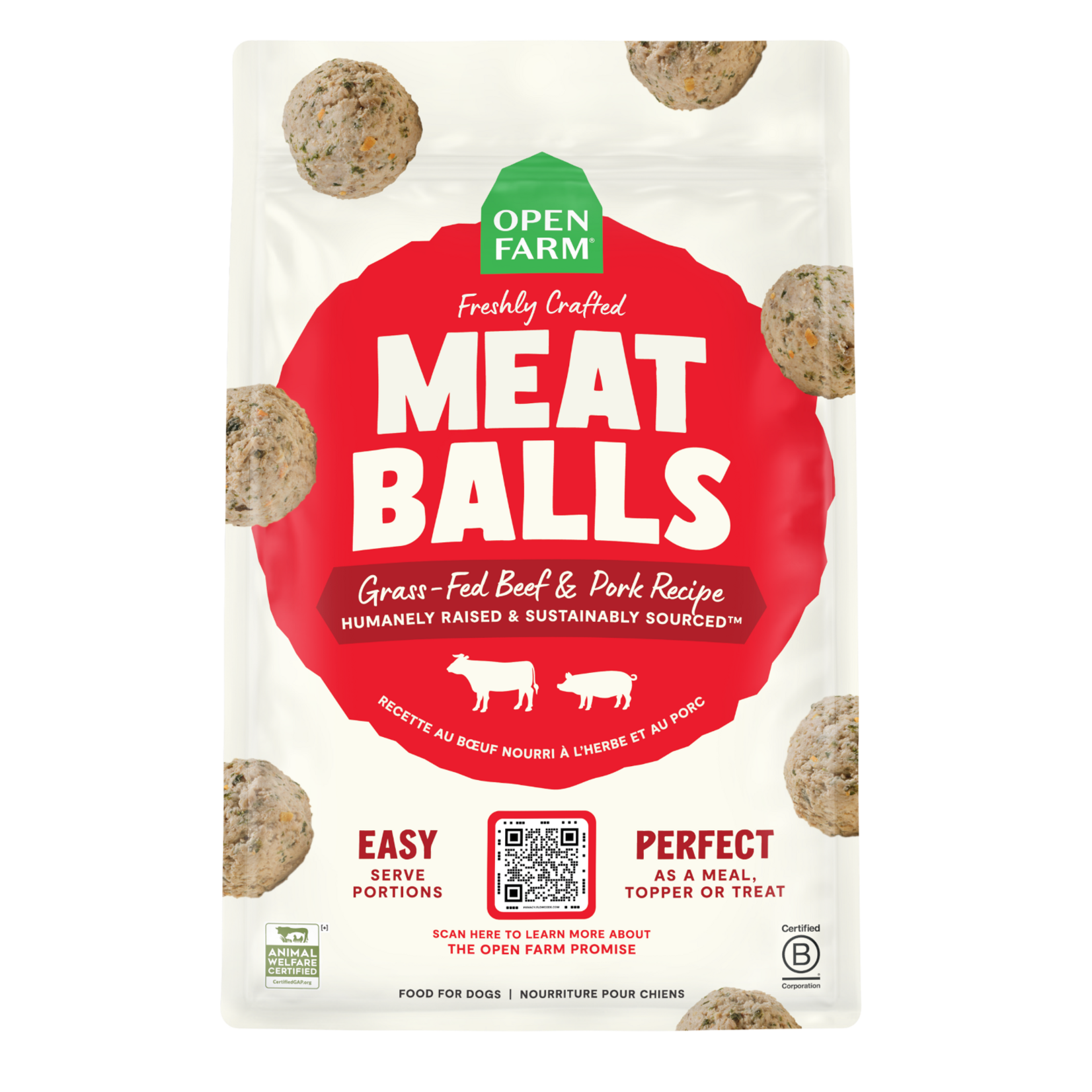 Open Farm Open Farm Freshly Crafted Meat Balls - Grass-Fed Beef & Pork Recipe for Dogs