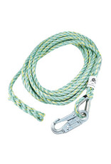 Co-Polymer Blend Rope 5/8 in (16 MM) 3-strand rope for vertical lifeline, comes with 1 termination and 1 snap hook with 3/4 in opening model FP6650HS. Length 50ft