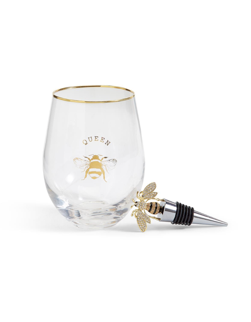 Two’s Company Bee Wine Glass & Stopper