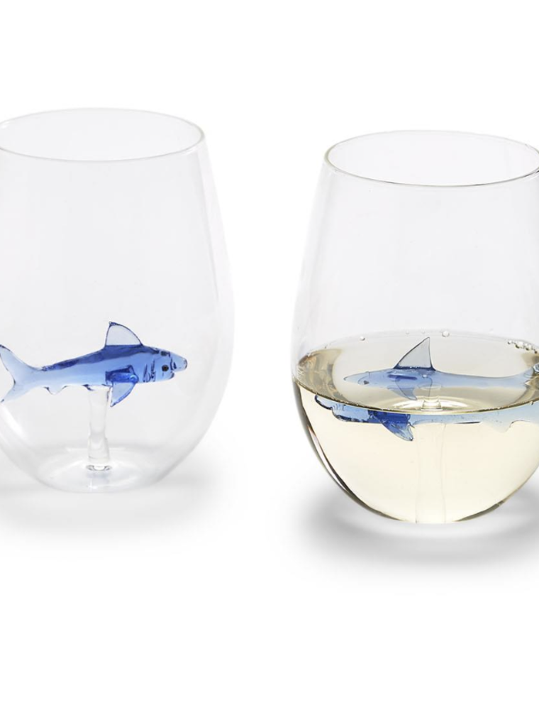 Two’s Company Shark Wine Glass