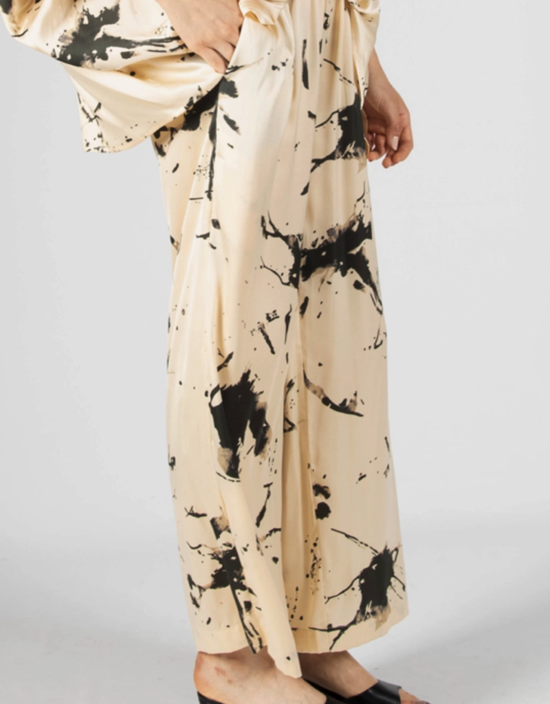 Before You Collection Watercolor Print Wide Leg Pant