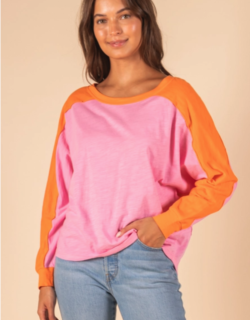 Before You Collection Contrast Long Sleeve Top