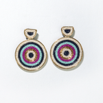 Ink + Alloy Navy Magenta Striped Circle Earrings
