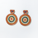 Ink + Alloy Rust Citron Striped Circle Earrings