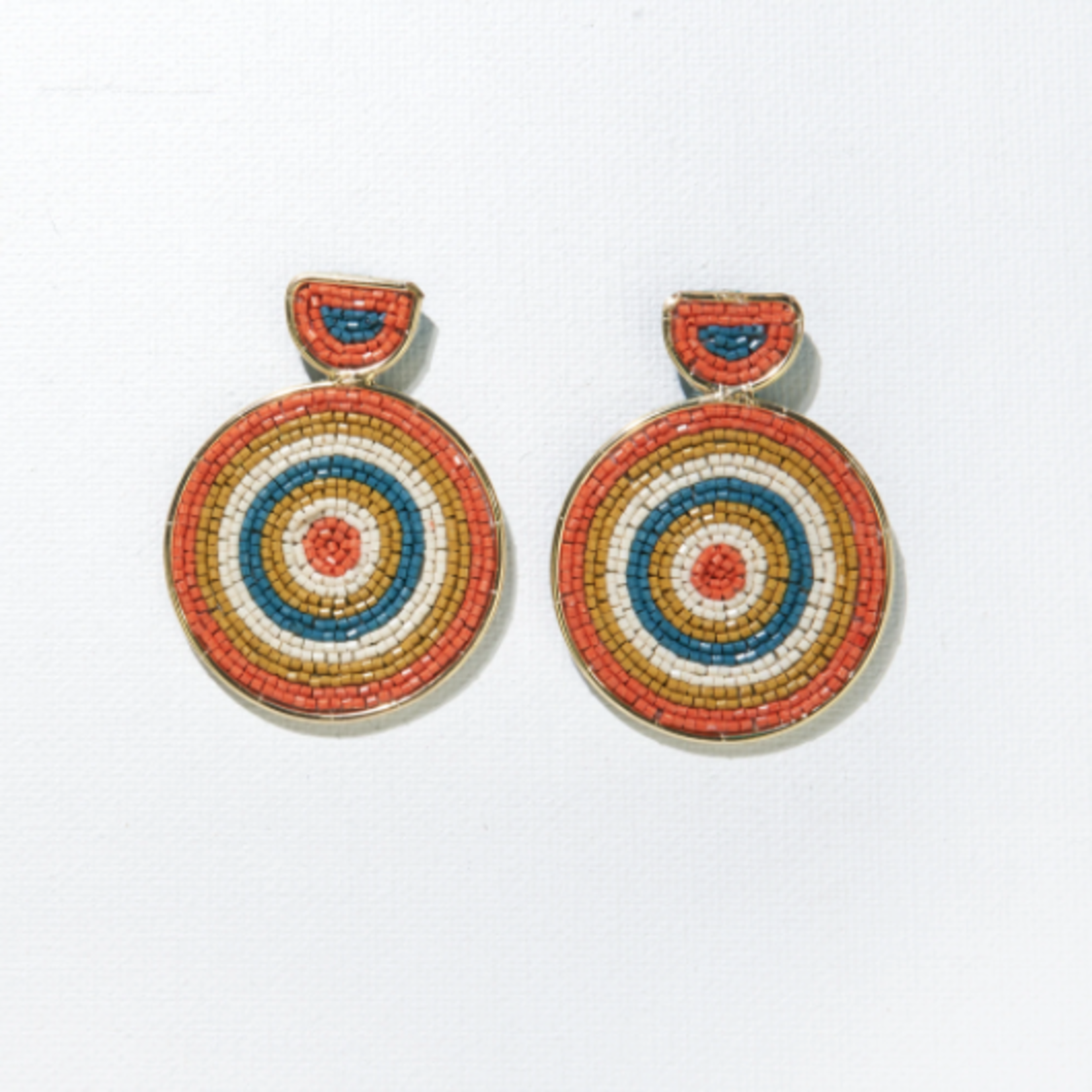 Ink + Alloy Rust Citron Striped Circle Earrings