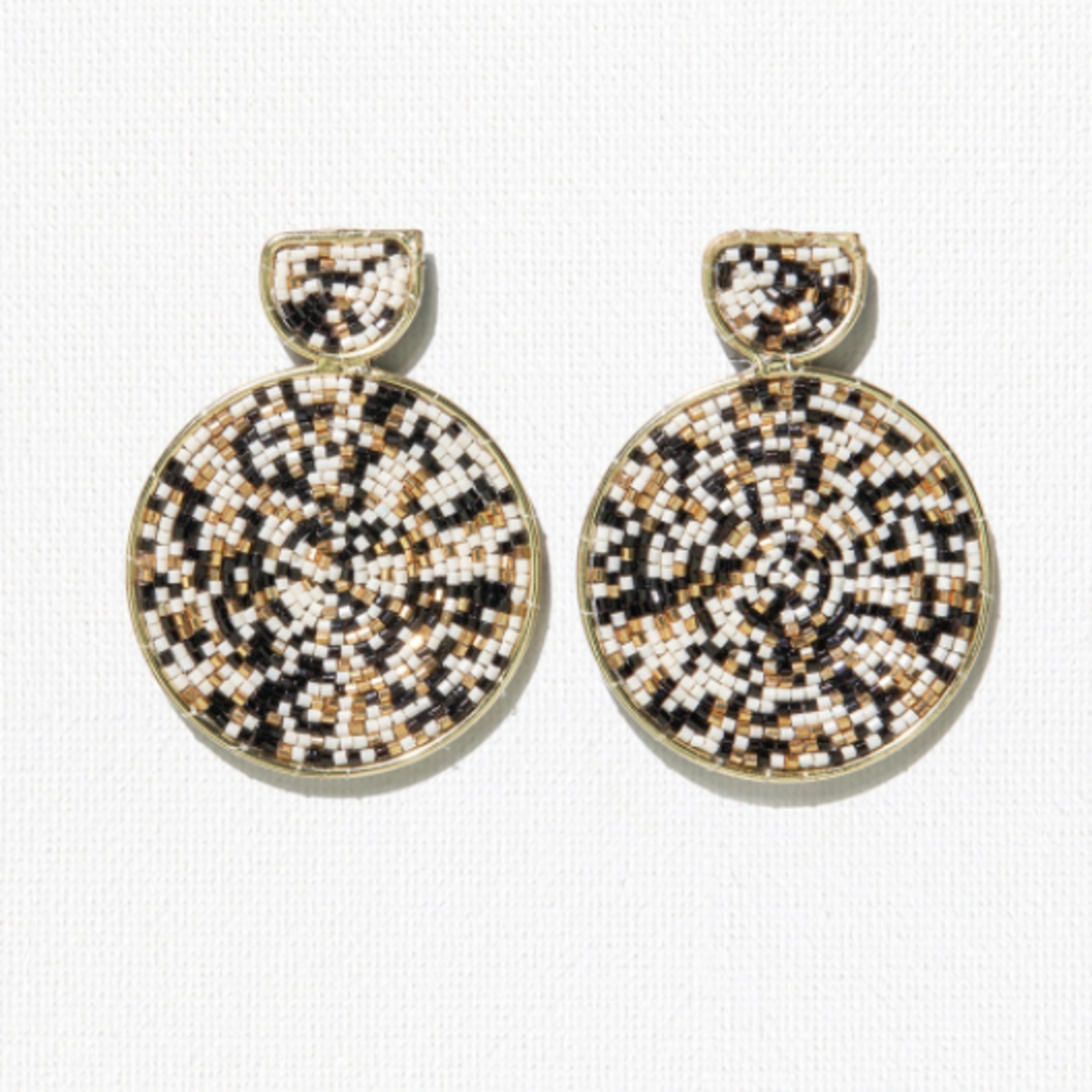 Ink + Alloy Black Ivory Confetti Large Circle Earrings