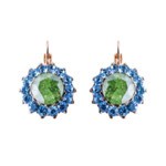 Mariana Extra Luxurious Flower Leverback Earrings "Pistachio" Rose Gold