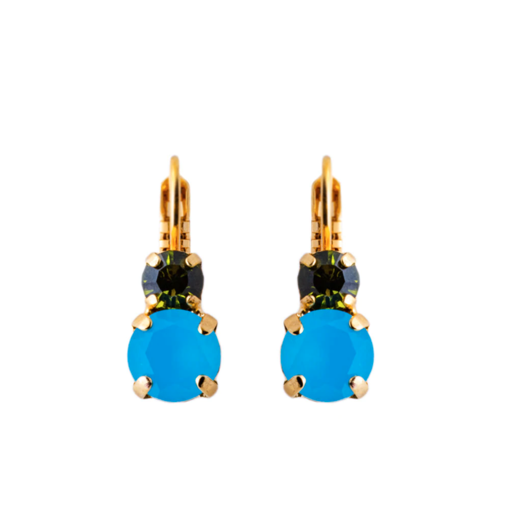 Mariana Must-Have Double Stone Leverback Earrings "Pistachio" Yellow Gold