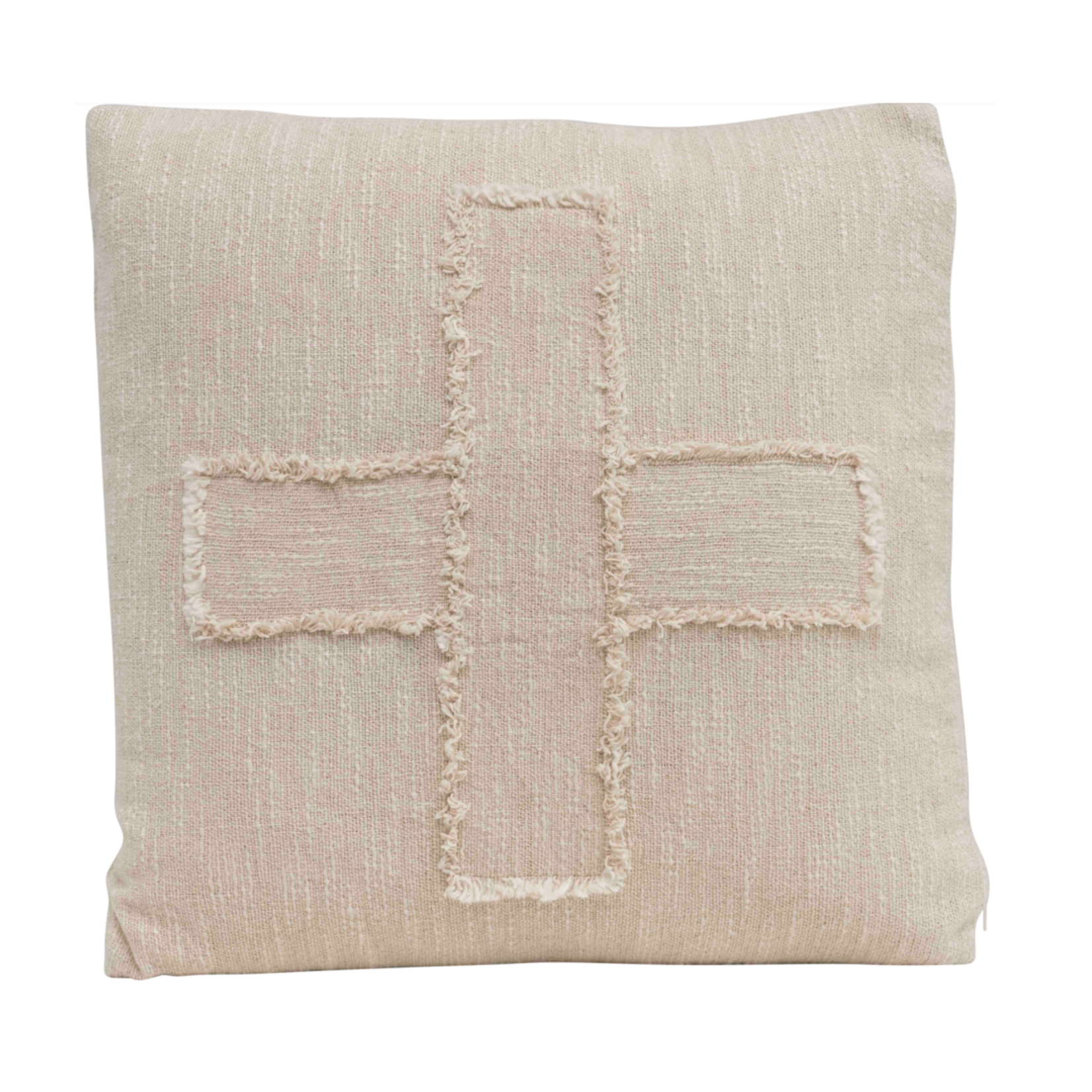 Woven Cotton Swiss Cross Pillow, Natural