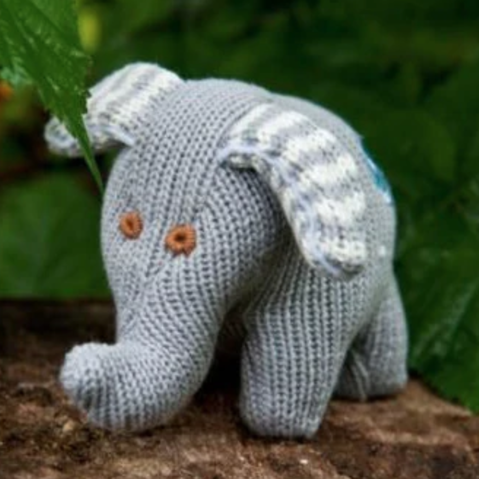 Knit Elephant Rattle - Polka Dot Grey