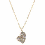 Rhinestone Heart Necklace, 18"