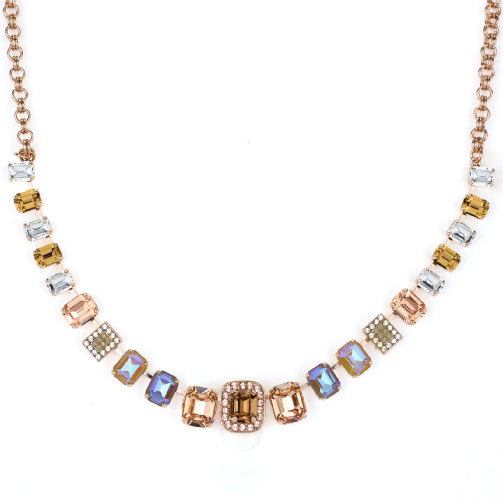 Mariana Emerald Cut Necklace "Peace" Rose Gold