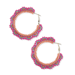 Ink + Alloy Eve Angles Beaded Hoop Earrings - Hot Pink