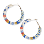 Ink + Alloy Rosemary Cross and Stripe Beaded Hoop Earrings - Coastal