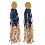 Ink + Alloy Mae Beaded Tassel Earrings - Navy