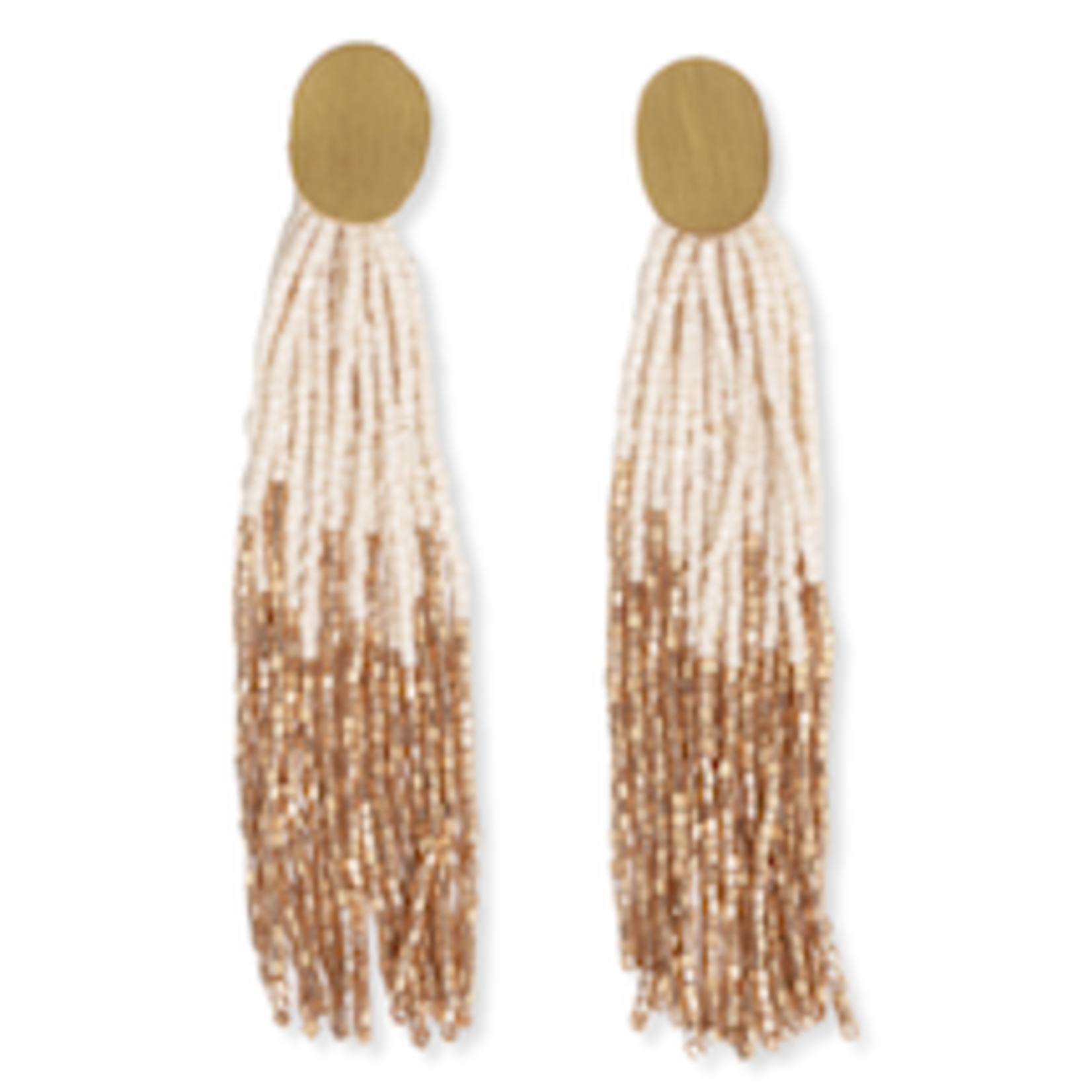 Ink + Alloy Mae Beaded Tassel Earrings - Ivory