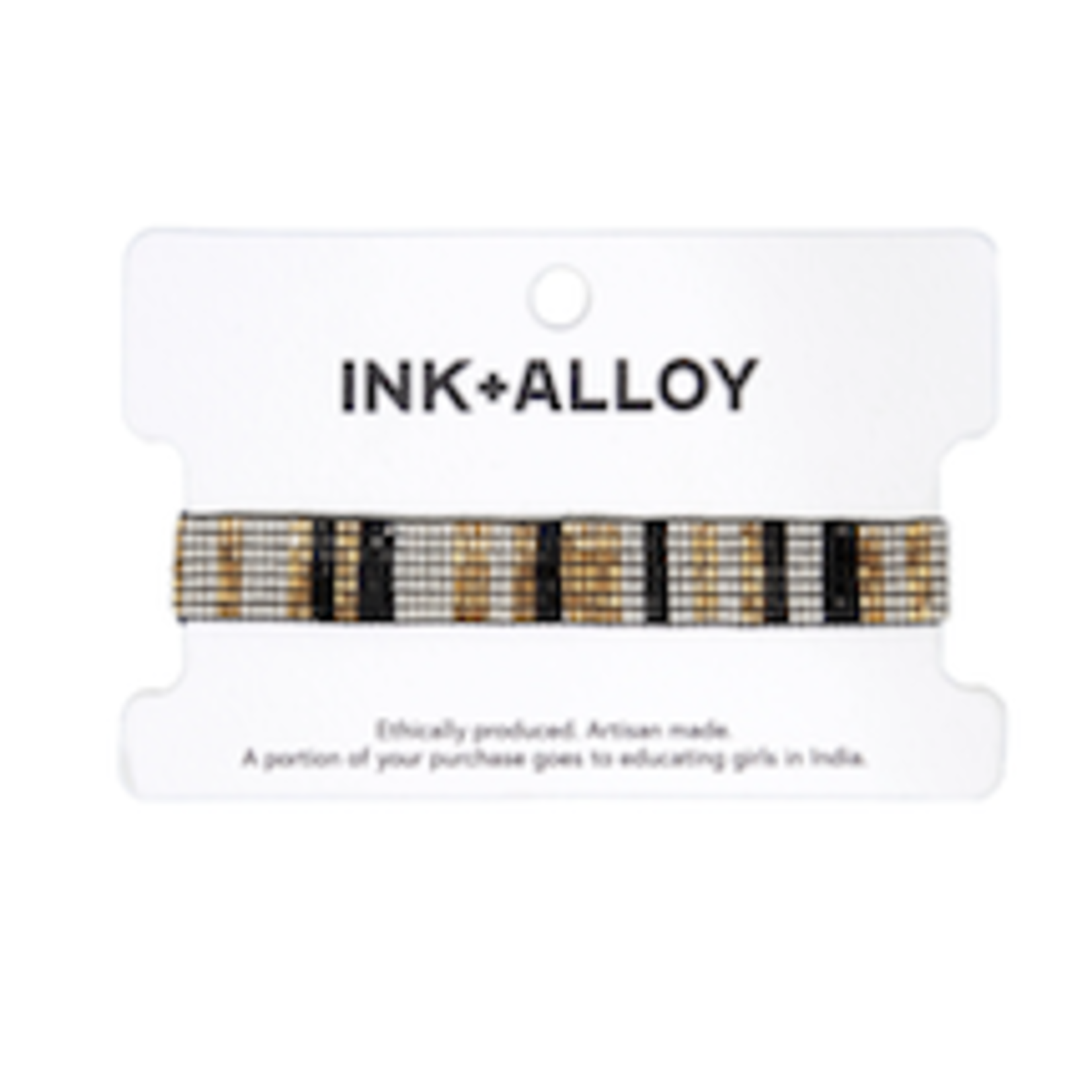 Ink + Alloy Alex Vertical Lines Beaded Stretch Bracelet - Black