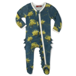 Bamboo Ruffle Zipper Footed Romper