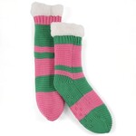 Eve Slipper Socks - Green/Pink