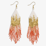 Ink + Alloy Claire Ombre Beaded Fringe Earrings Coral
