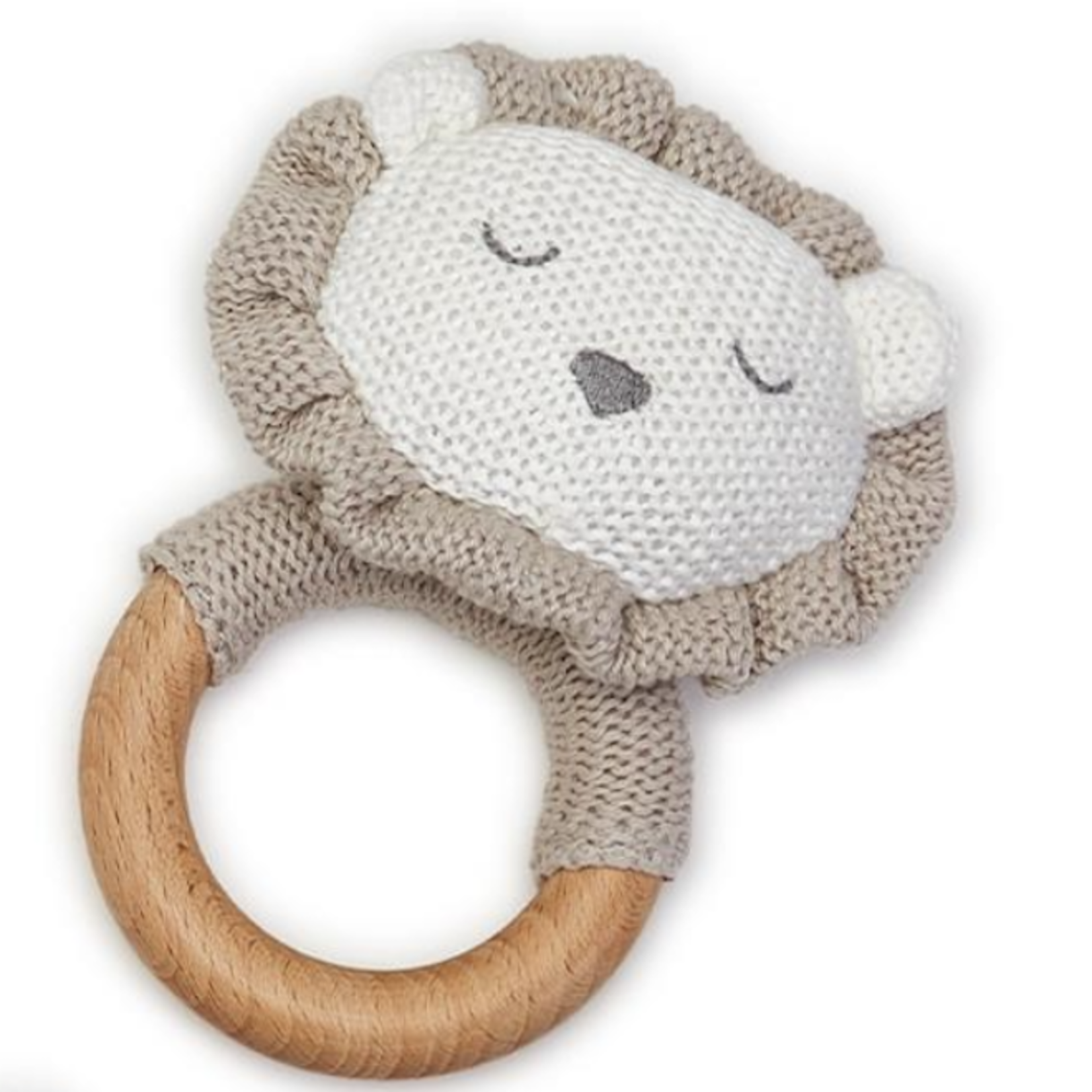 Knitted Rattle With Wooden Grip