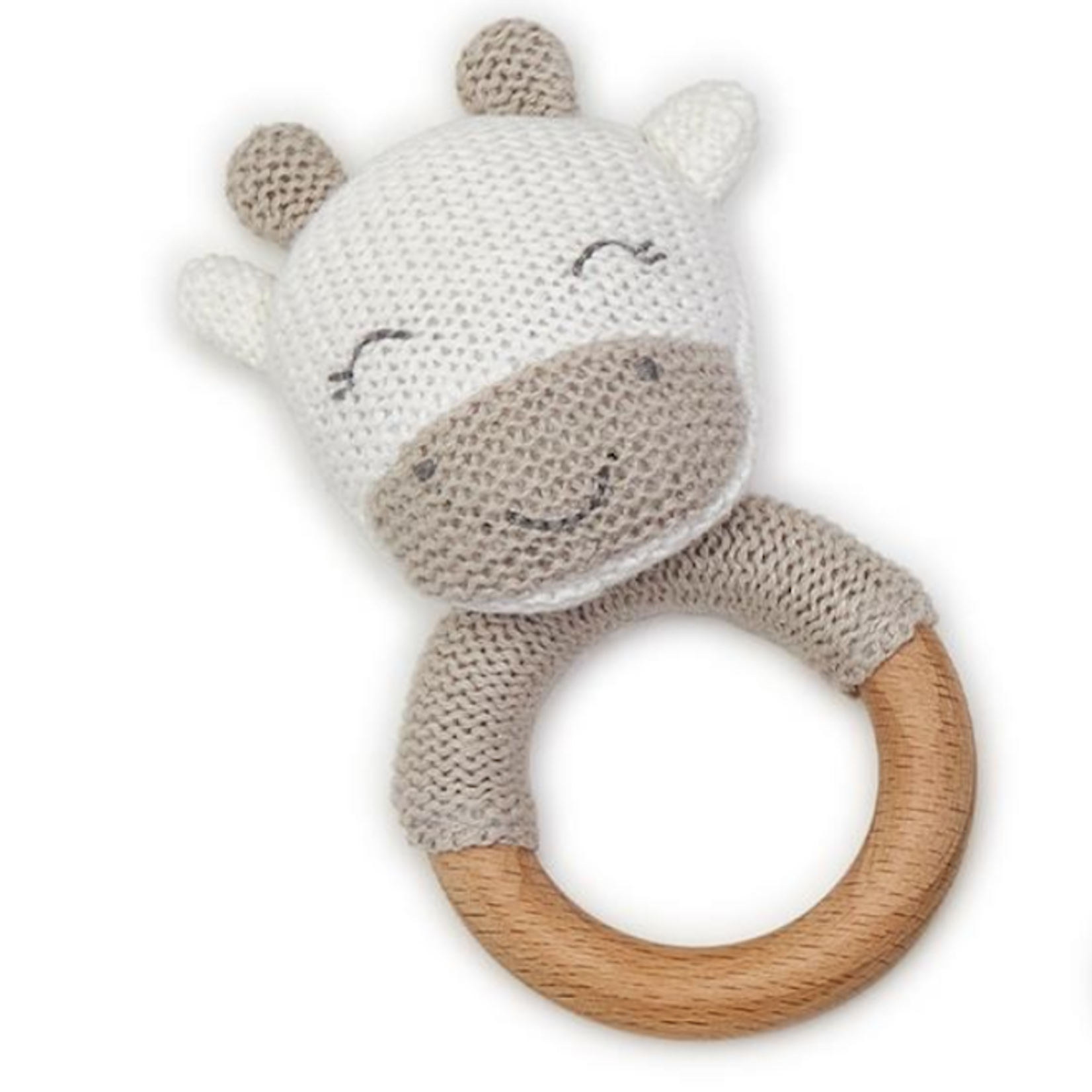 Knitted Rattle With Wooden Grip