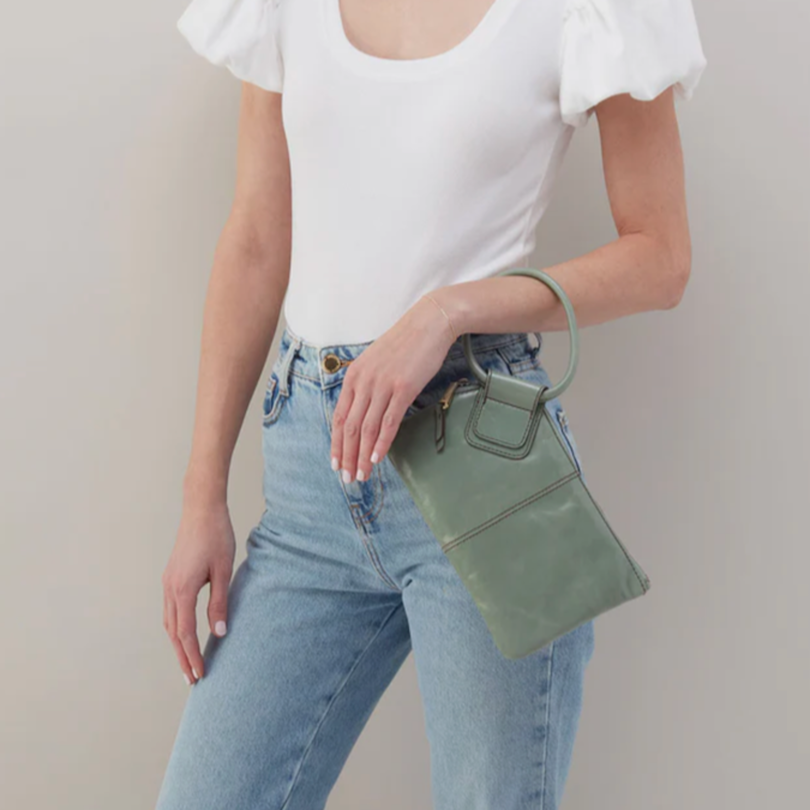 HOBO HOBO - Sable Wristlet Jade Polished Leather