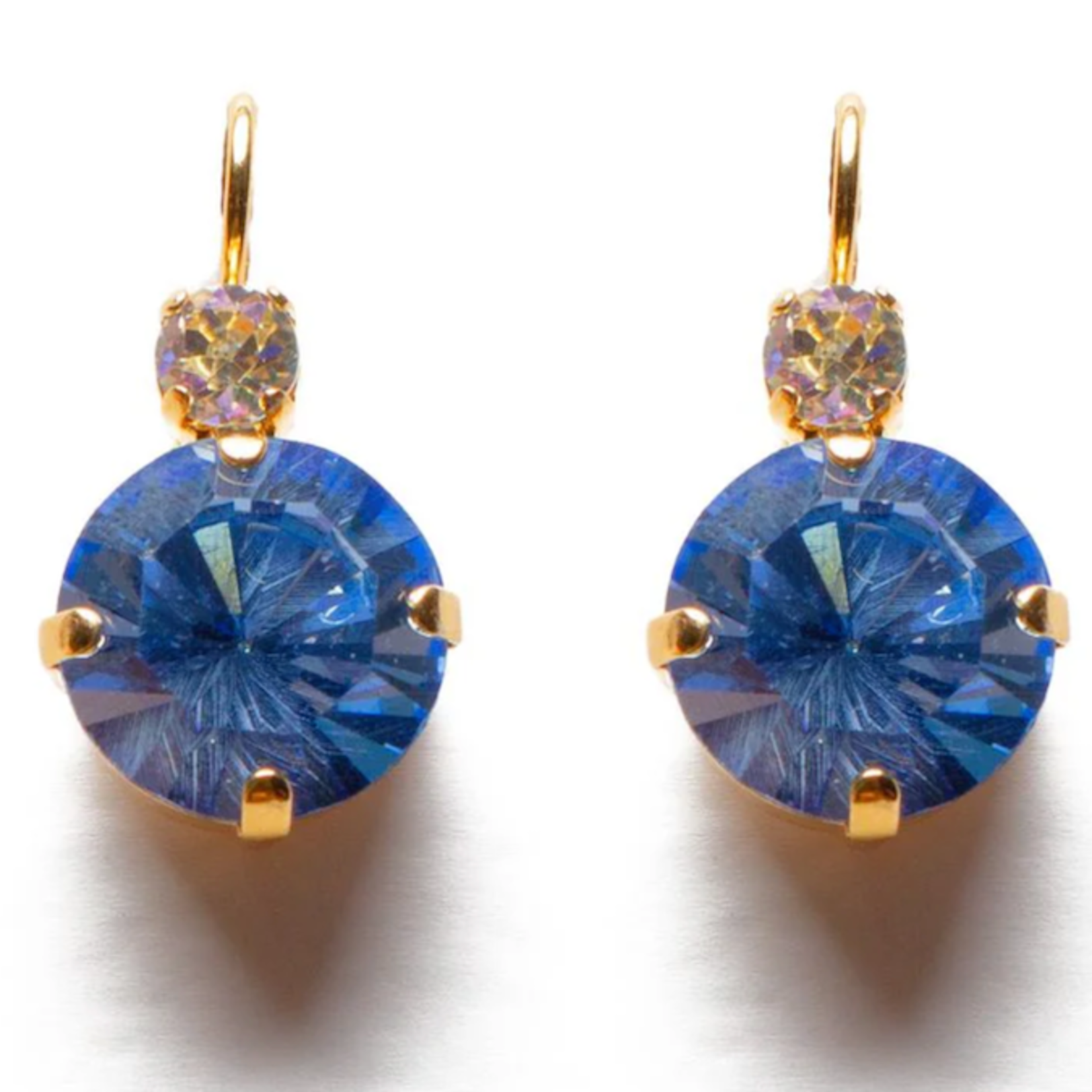 Mariana Extra Luxurious Double Stone Earrings in "Bay Blue" Yellow Gold