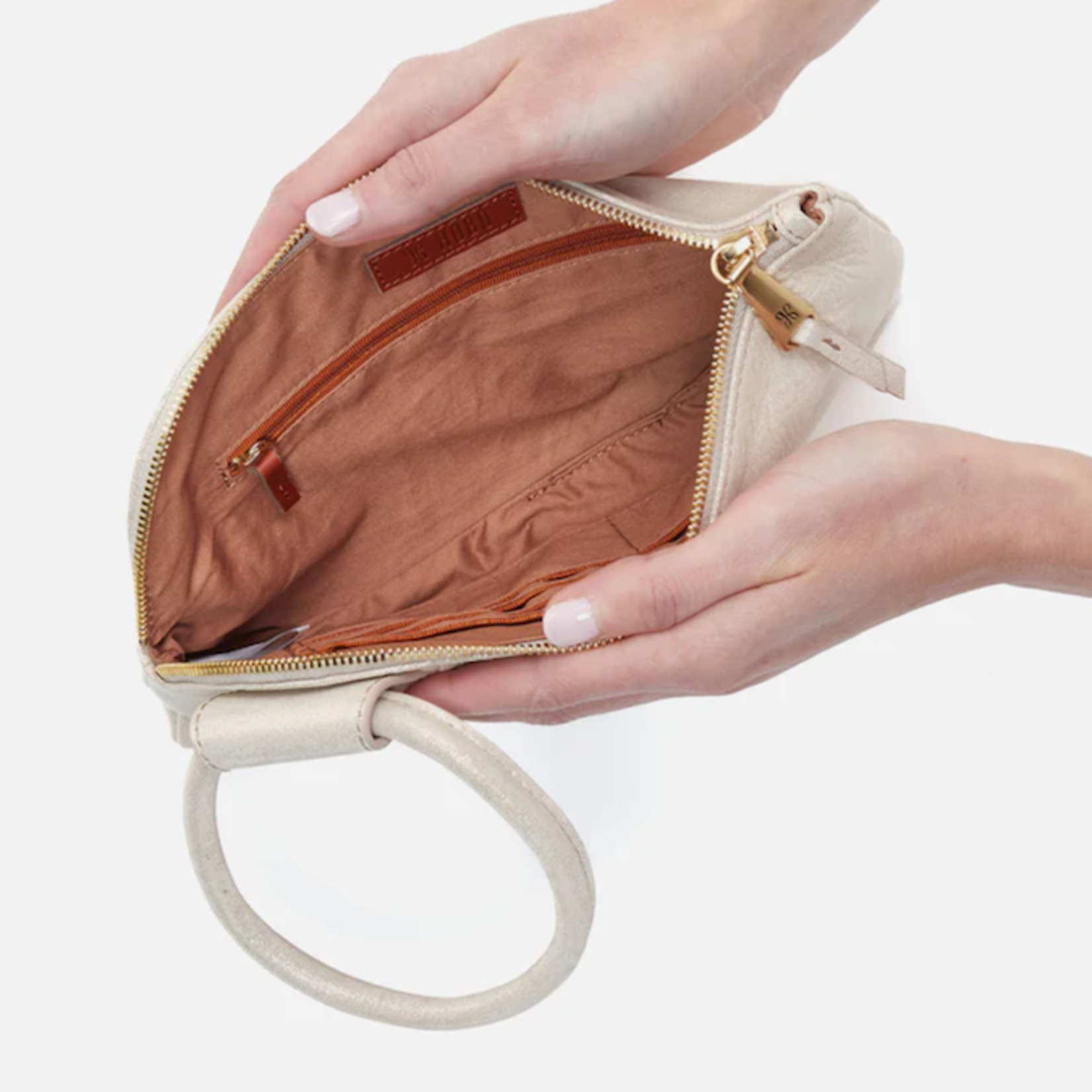 HOBO - Sable Wristlet Sand Shimmer Metallic Leather
