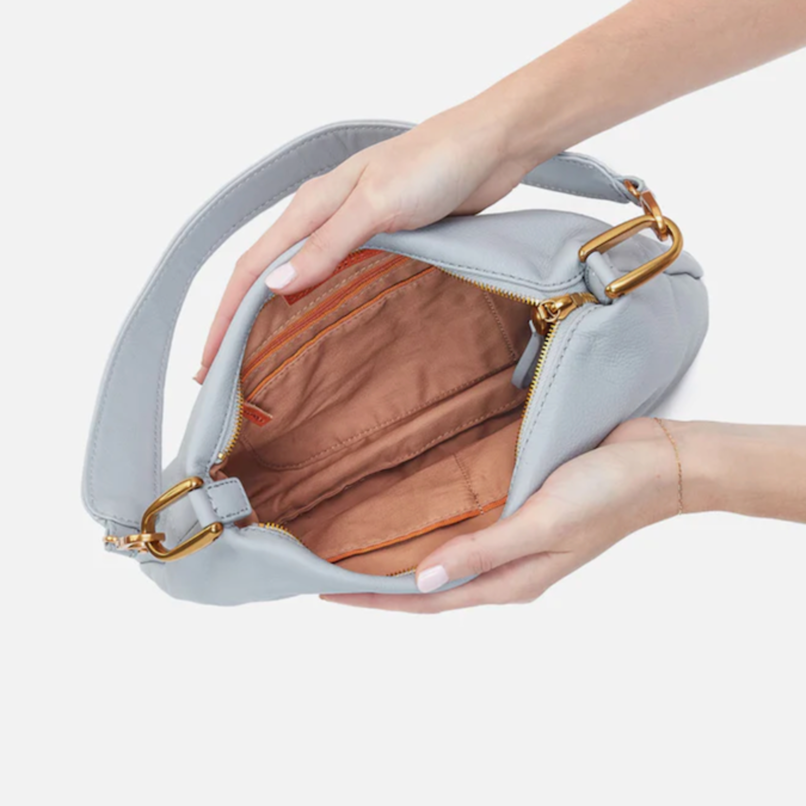HOBO HOBO - Advance Shoulder Bag Blue Pearl Pebbled Leather