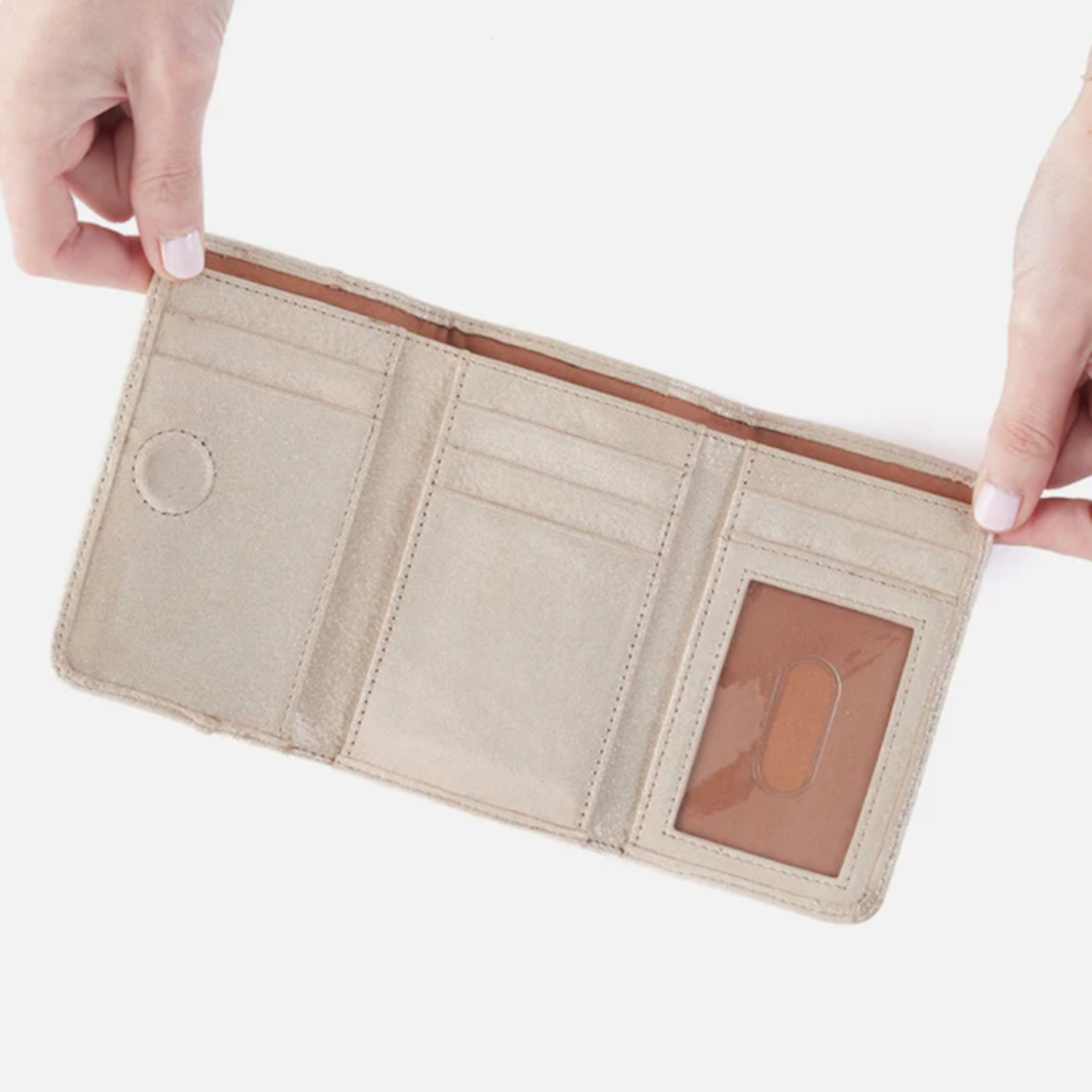 HOBO HOBO - Jill Trifold Wallet Sand Shimmer Metallic Leather