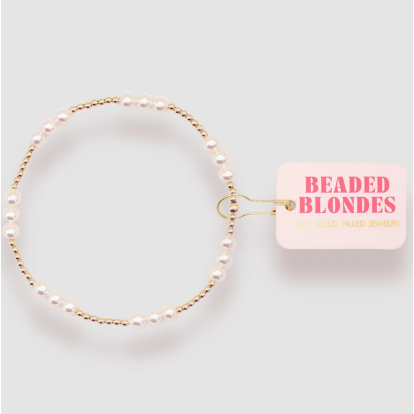 Beaded Blondes ILY Pearl Bracelet in Gold