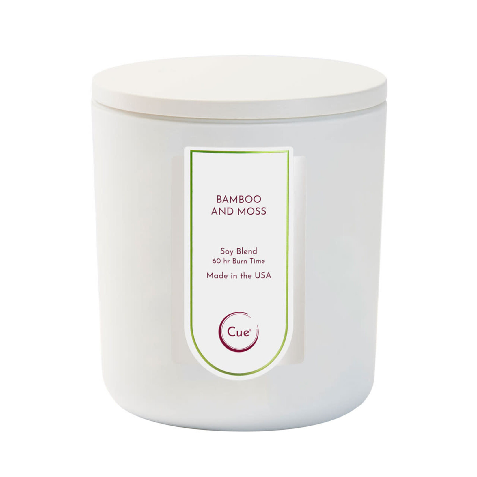 Cue White Candle, 12 oz -  Bamboo and Moss