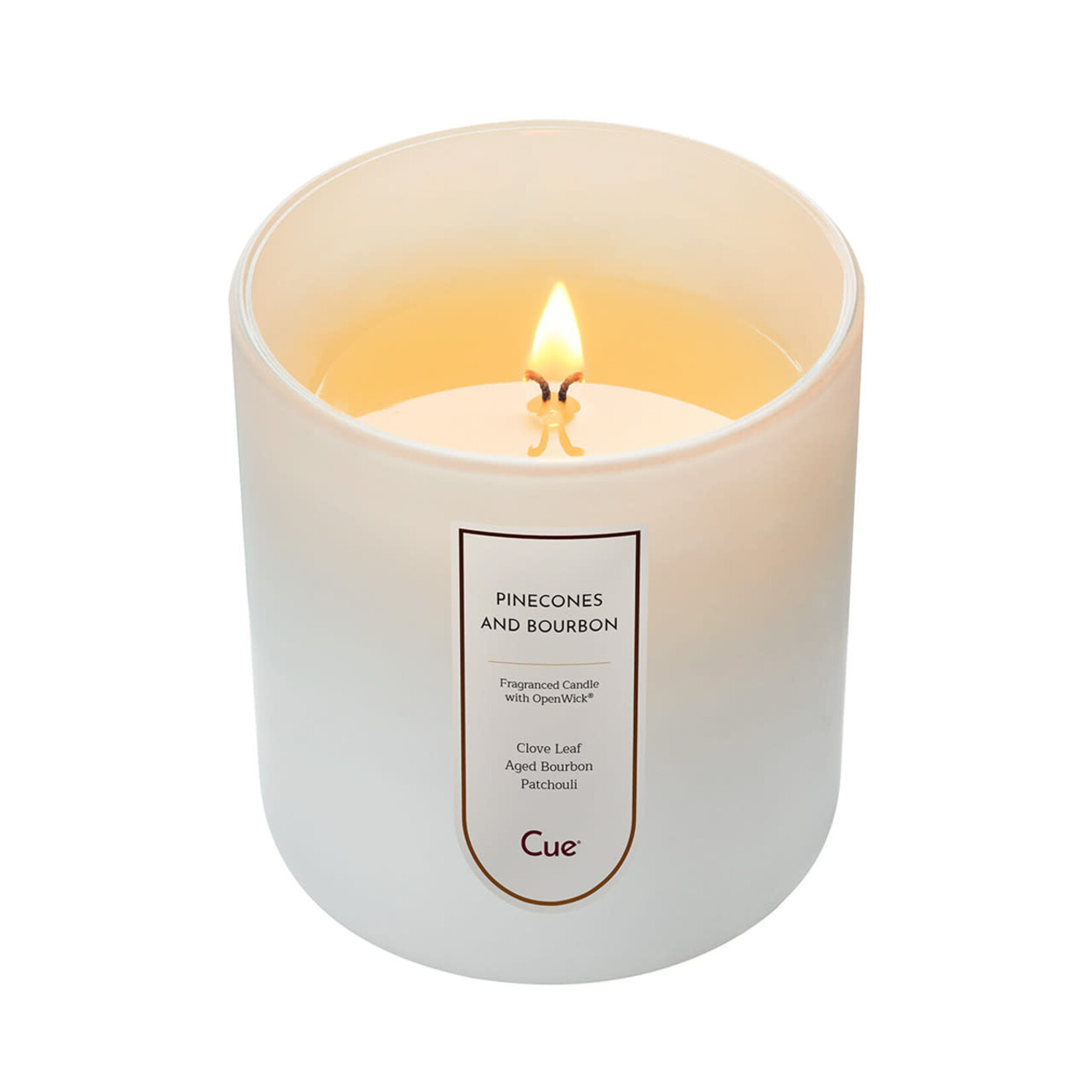 Cue White Candle, 12 oz -  Pinecones and Bourbon
