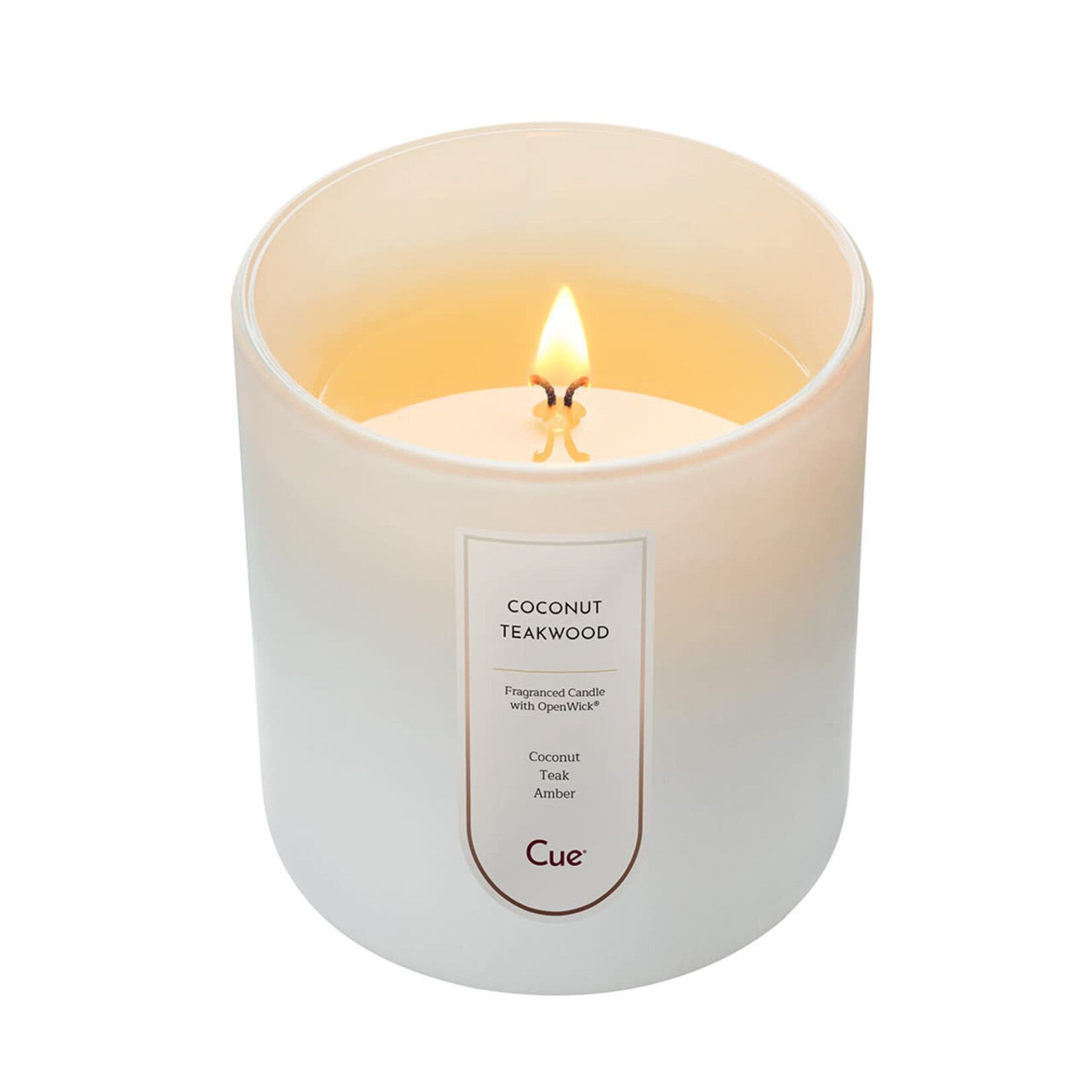 Cue White Candle, 12 oz -  Coconut Teakwood