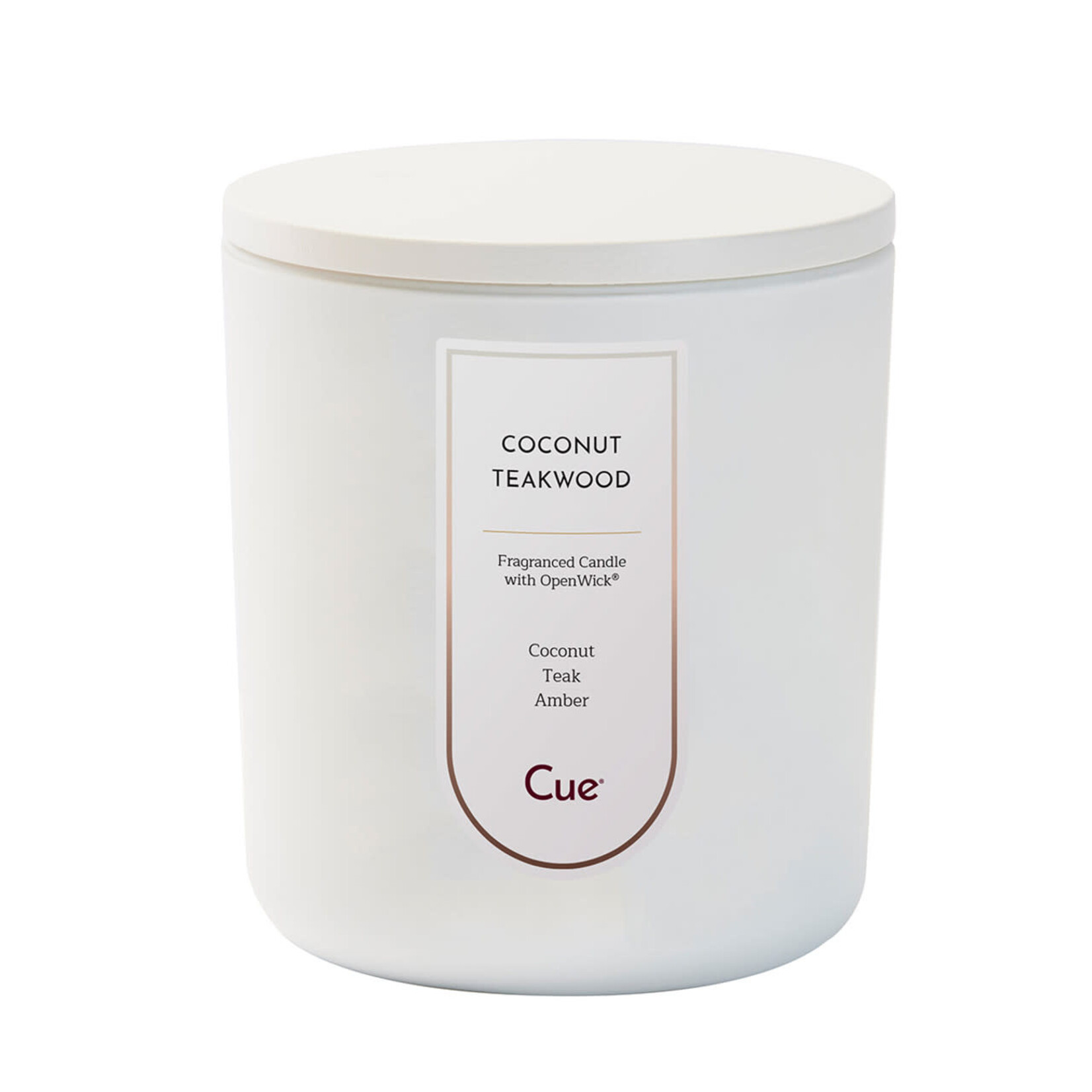 Cue White Candle, 12 oz -  Coconut Teakwood
